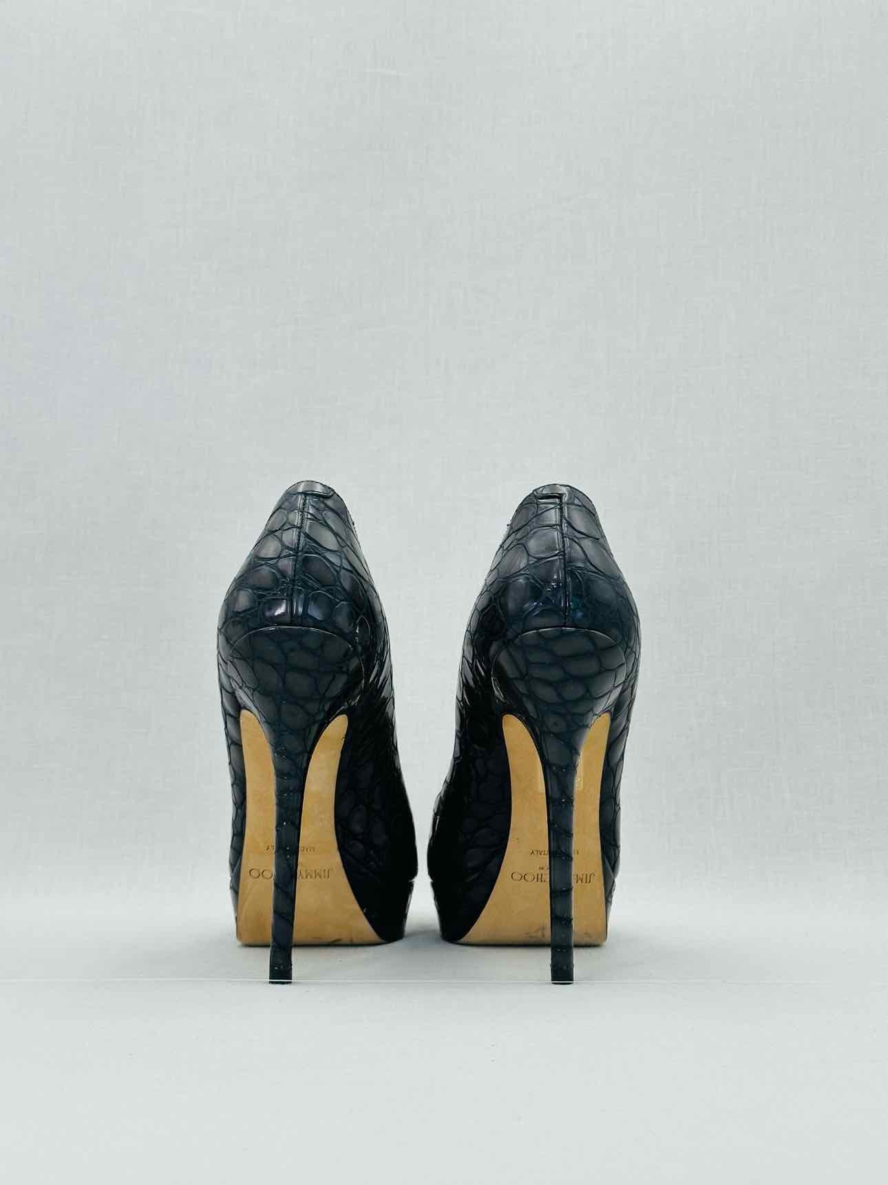 JIMMY CHOO Black Croco Embossed Size EU 40 Pumps