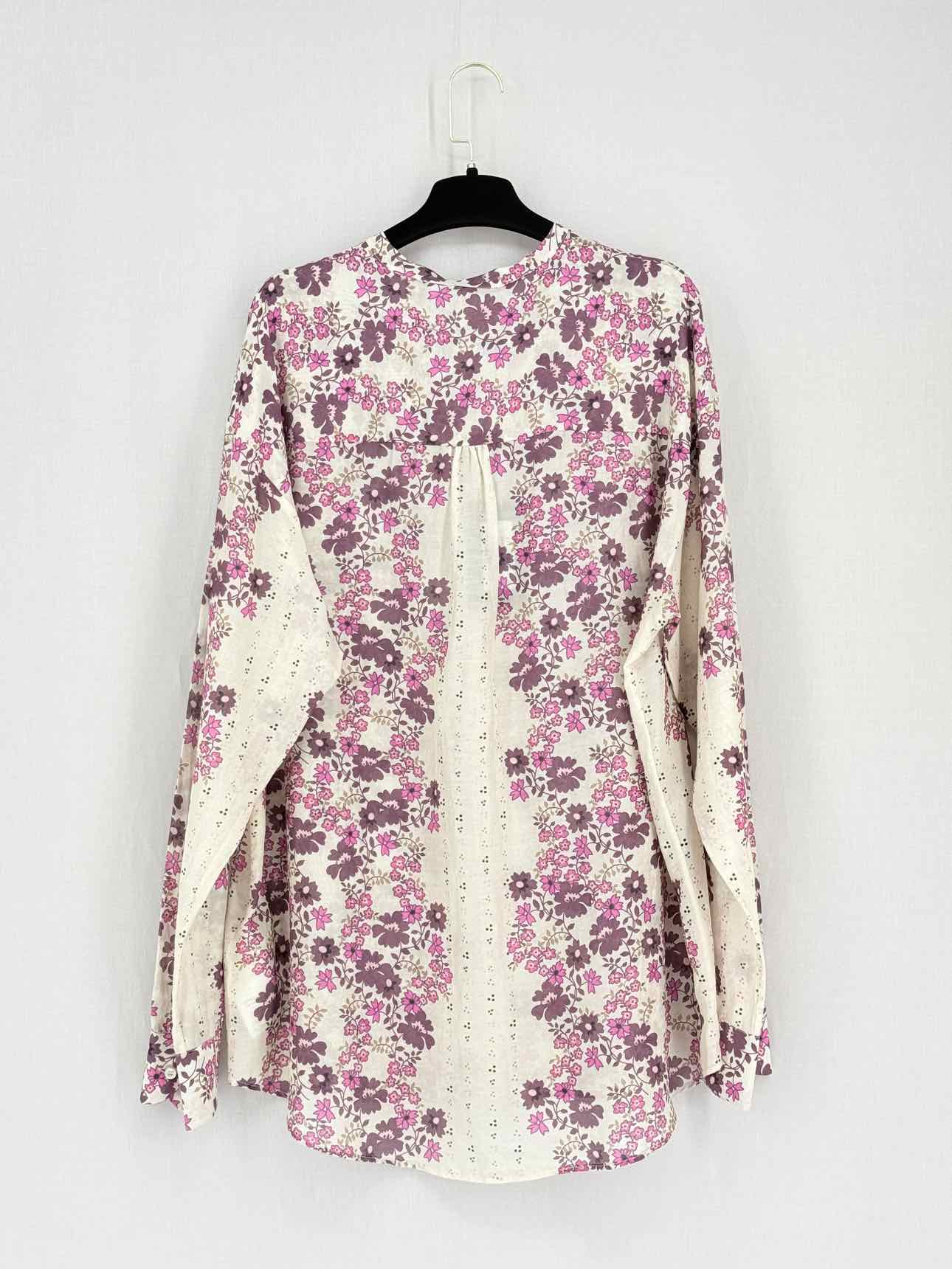 DSQUARED2 Cream & Purple Floral Print Size US 14 Blouse