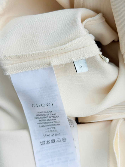 GUCCI Cream w/ Blue Contrast Trim Size Small Midi Dress