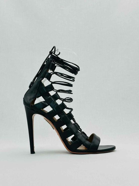 AQUAZZURA Amazon Black Size EU 38.5 Heeled Sandals