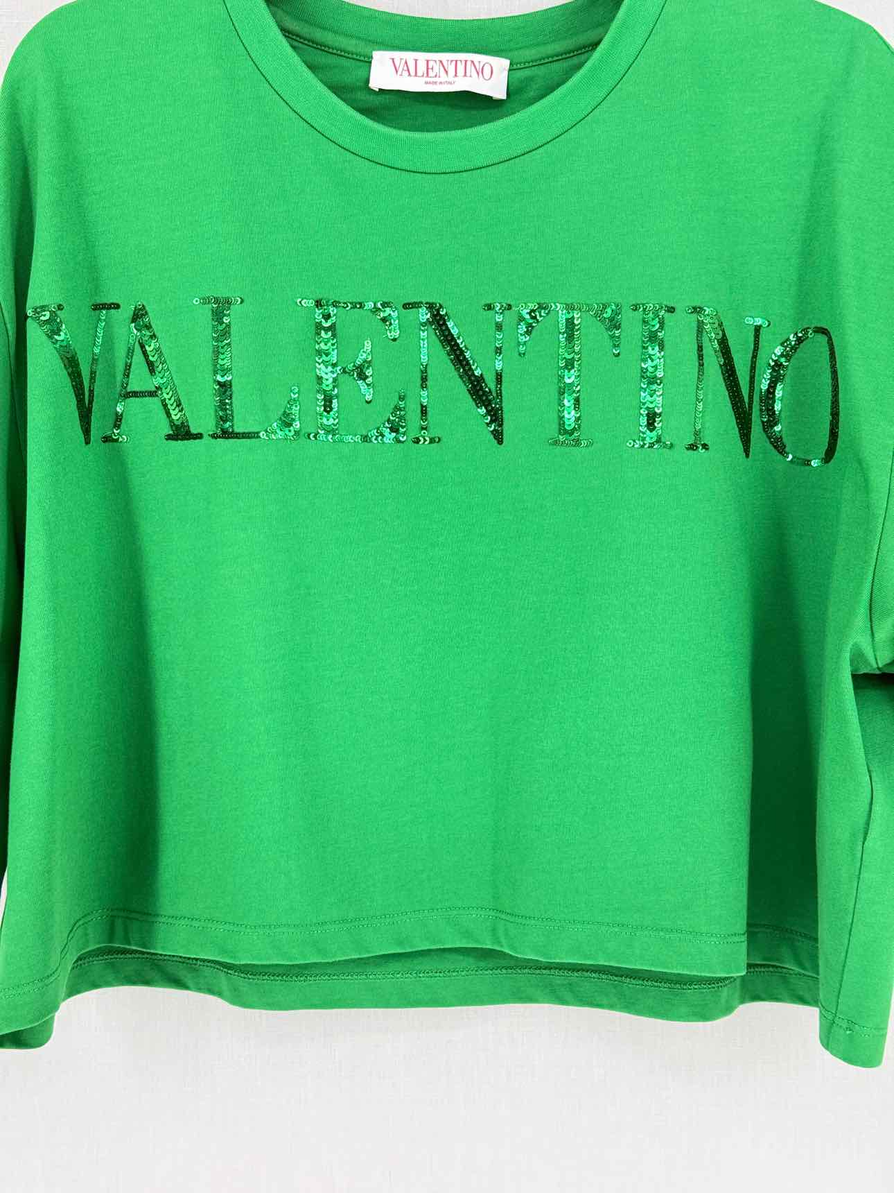 VALENTINO Green Logo Print Size Small T-shirt