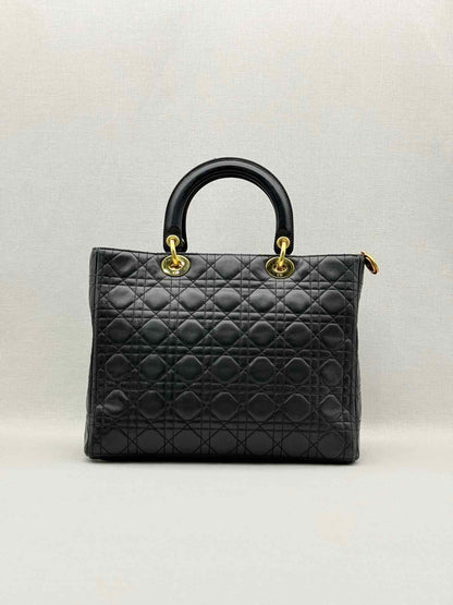 CHRISTIAN DIOR Lady Dior Black Cannage Top Handle