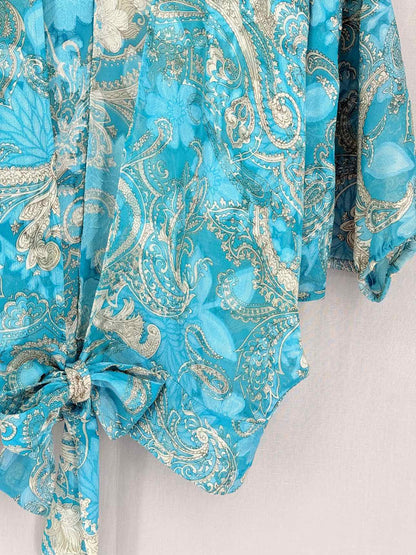 PAUL & JOE Kimono Blue & Cream Size Small Top