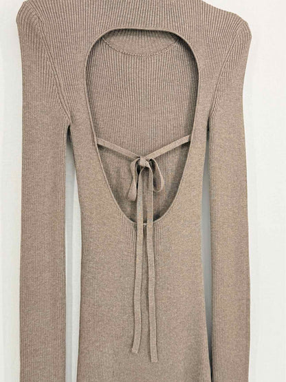PETER DO Taupe Ribbed Size Small Long Dress