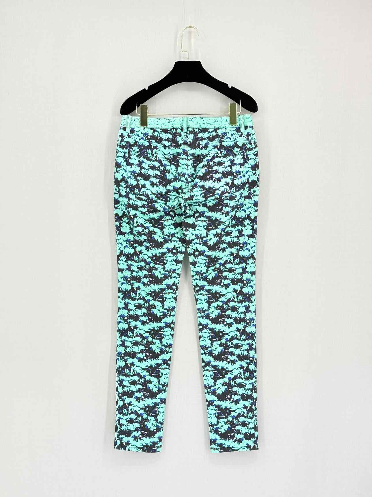 MARY KATRANTZOU Turquoise & Black Printed Size 27 Jeans