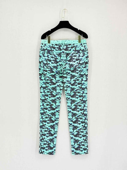 MARY KATRANTZOU Turquoise & Black Printed Size 27 Jeans