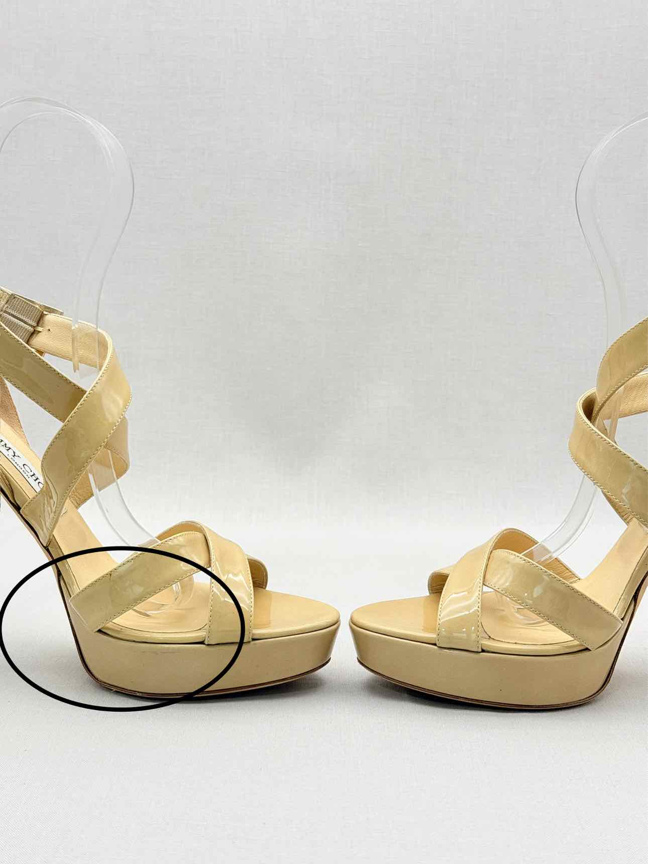 JIMMY CHOO Vamp Beige Size EU 40.5 Platform Sandals