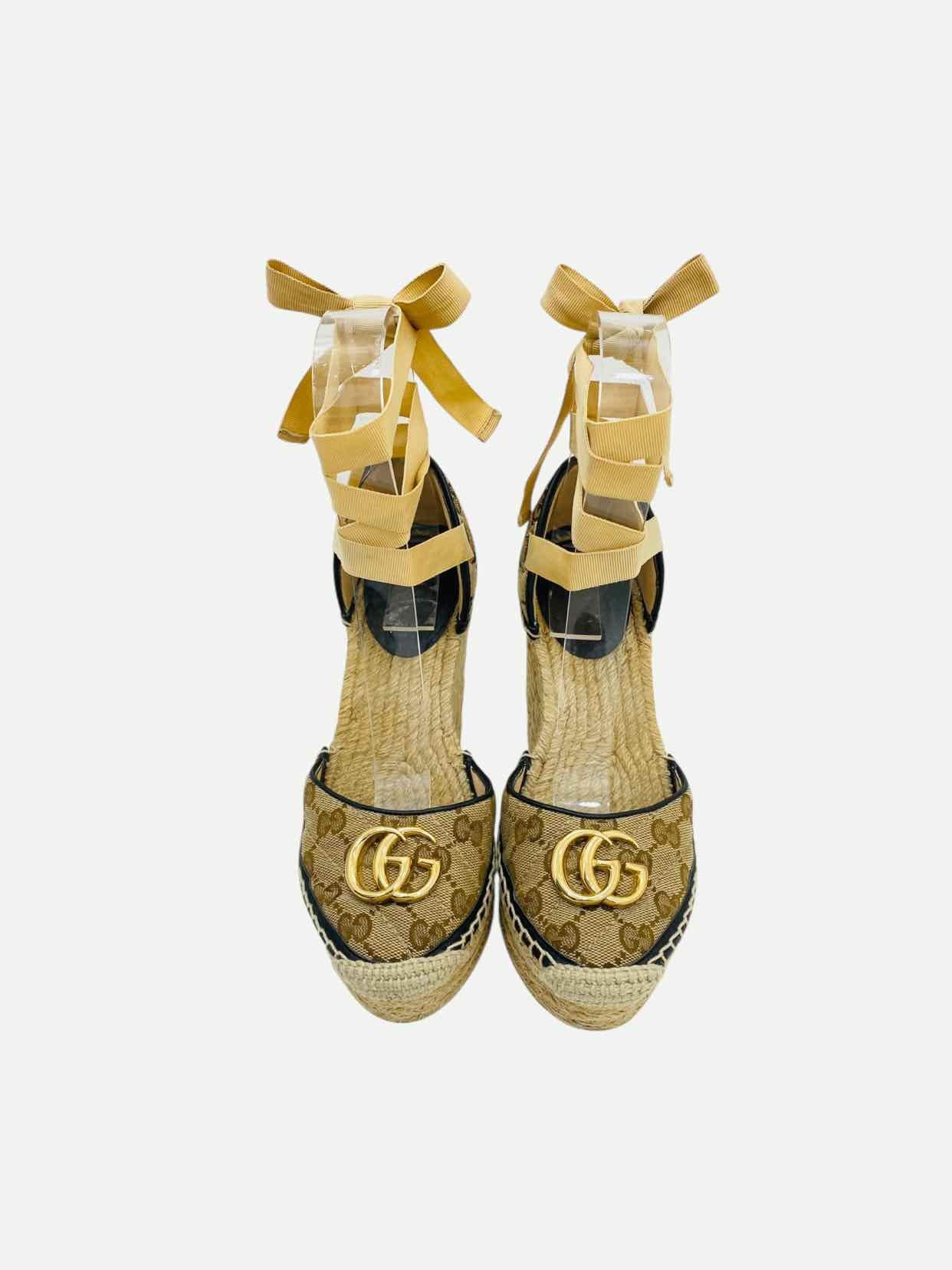 GUCCI Espadrille Beige GG Size EU 35.5 Wedges