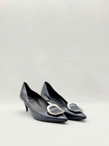 ROGER VIVIER Sexy Choc Navy Blue Size EU 38.5 Pumps