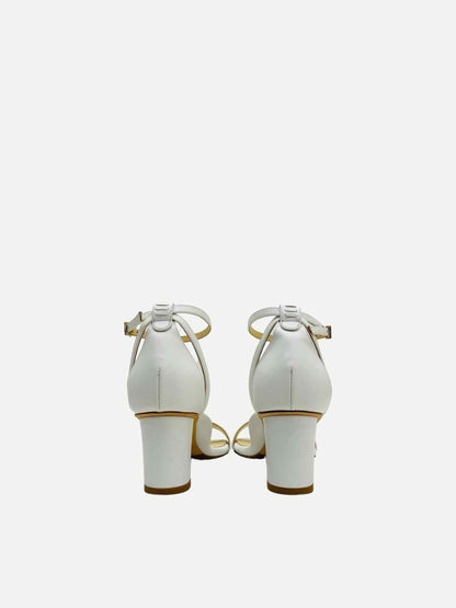 SARAH FLINT Ankle Strap White Heeled Sandals