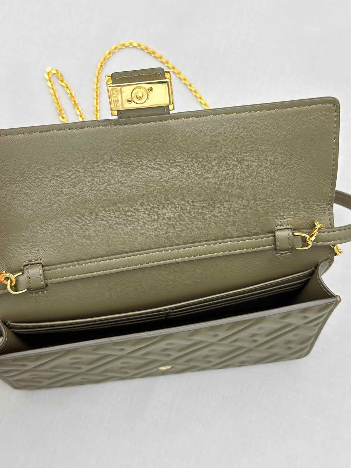 FENDI WOC Khaki FF Embossed Crossbody