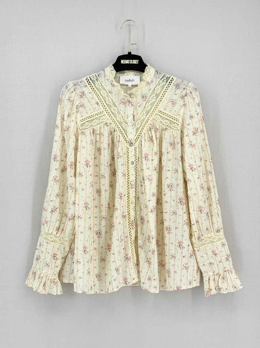 BA&SH Haby Peasant Beige Multicolor Size US 2 Blouse
