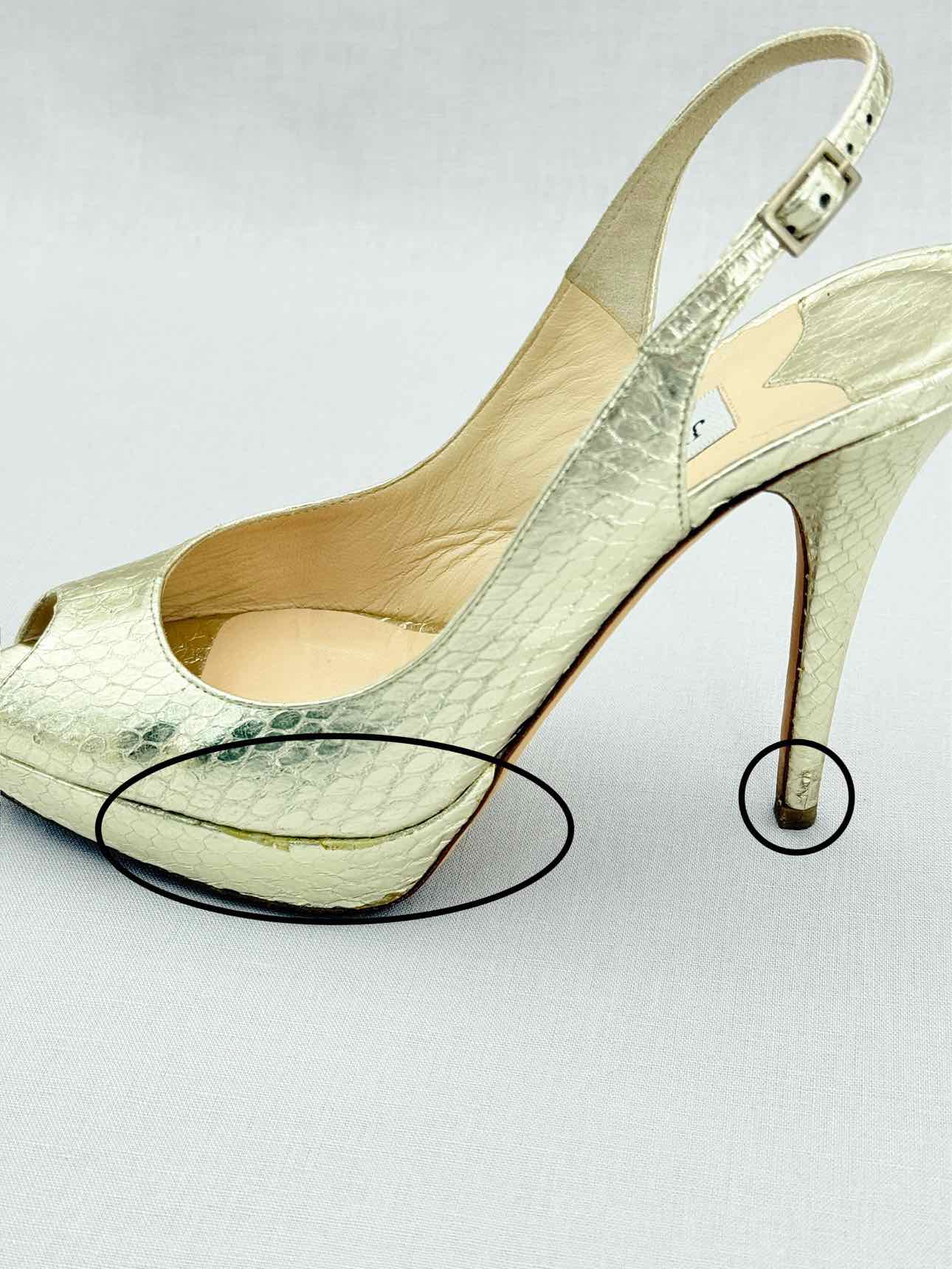 JIMMY CHOO Gold Python Size EU 38 Slingbacks