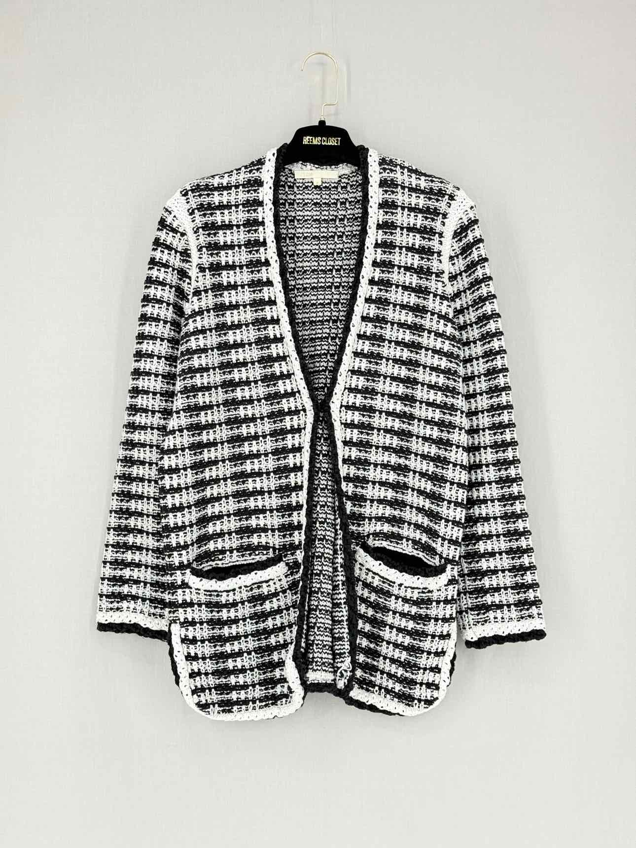 MAJE Black & White Crochet Size US 2 Cardigan