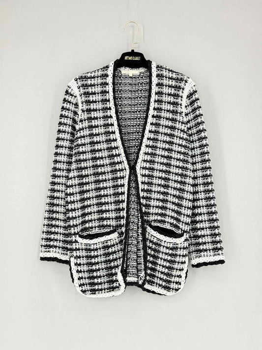 MAJE Black & White Crochet Size US 2 Cardigan