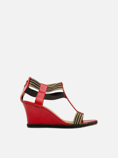 FENDI T-bar Red & Brown Size EU 40 Wedges