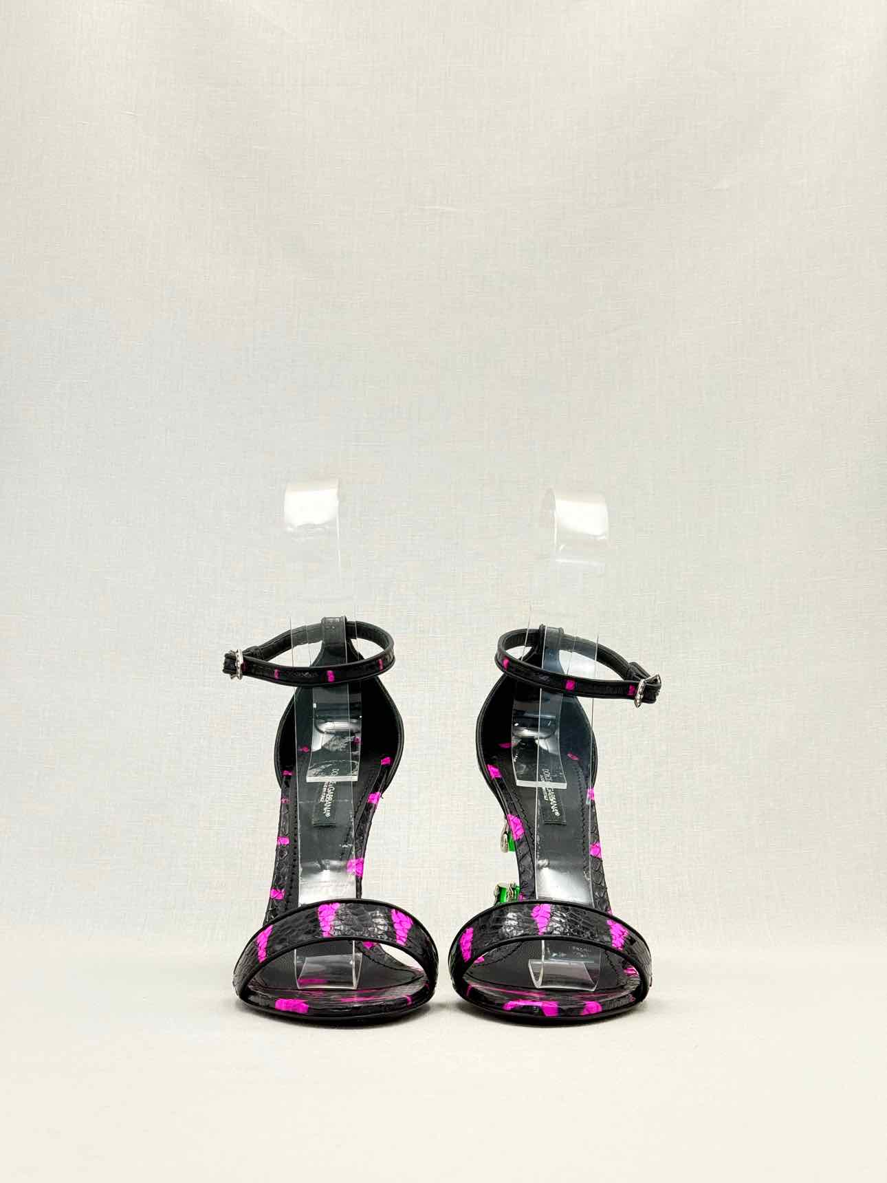 DOLCE & GABBANA Black & Pink Size EU 37 Heeled Sandals