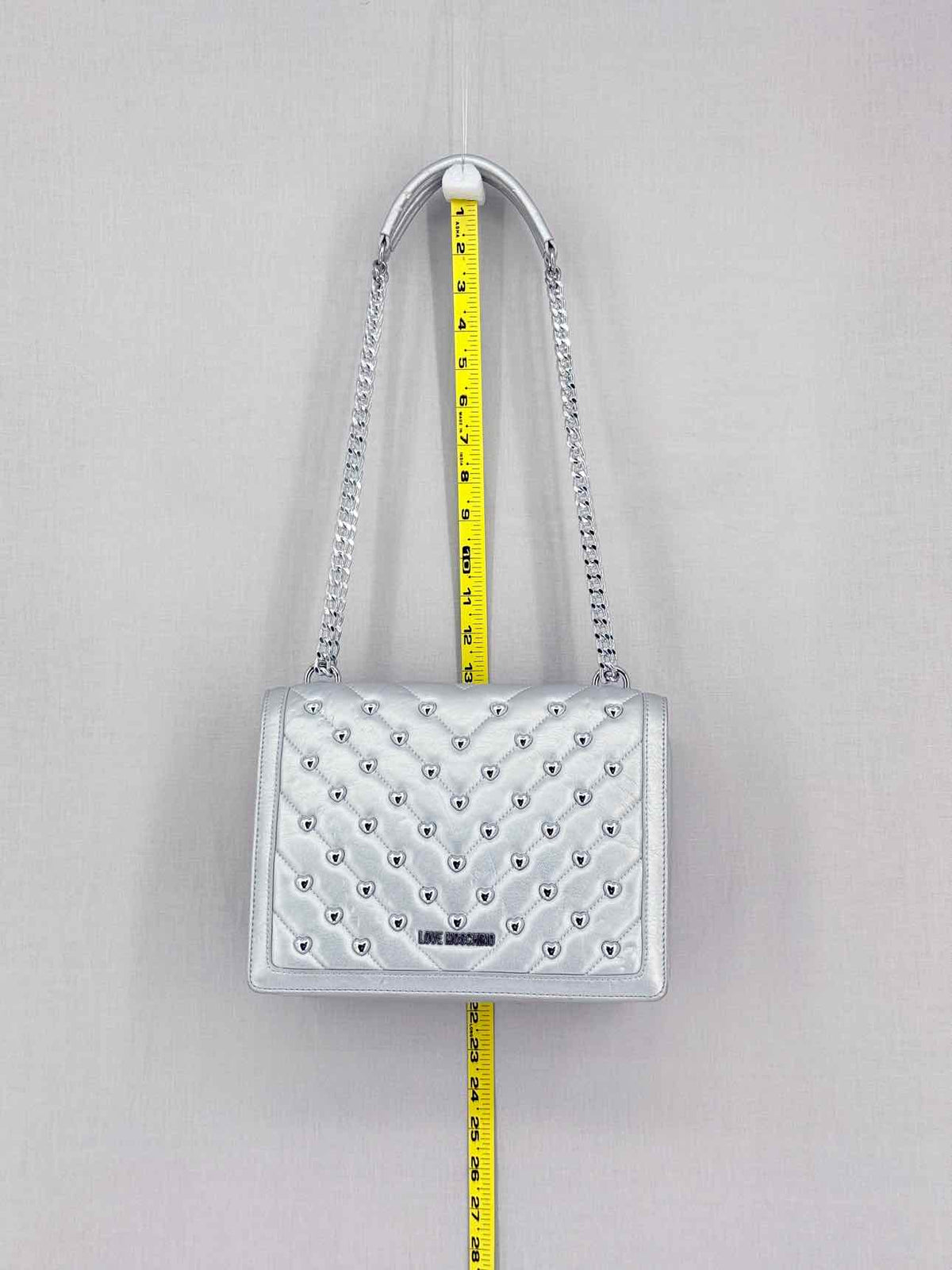 LOVE MOSCHINO Metallic Silver Quilted Shoulder Bag