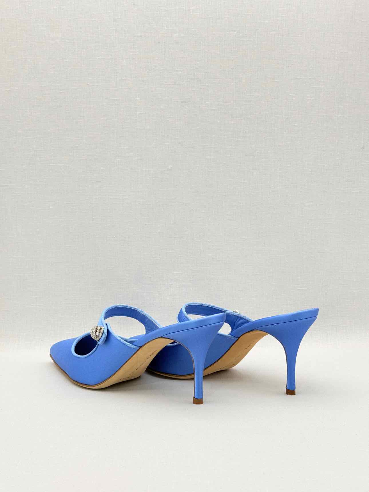 MANOLO BLAHNIK Camparimu Jewel 70 Blue Size EU 42 Mules