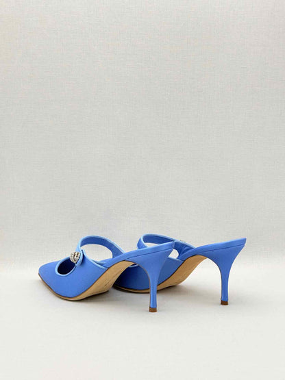 MANOLO BLAHNIK Camparimu Jewel 70 Blue Size EU 42 Mules