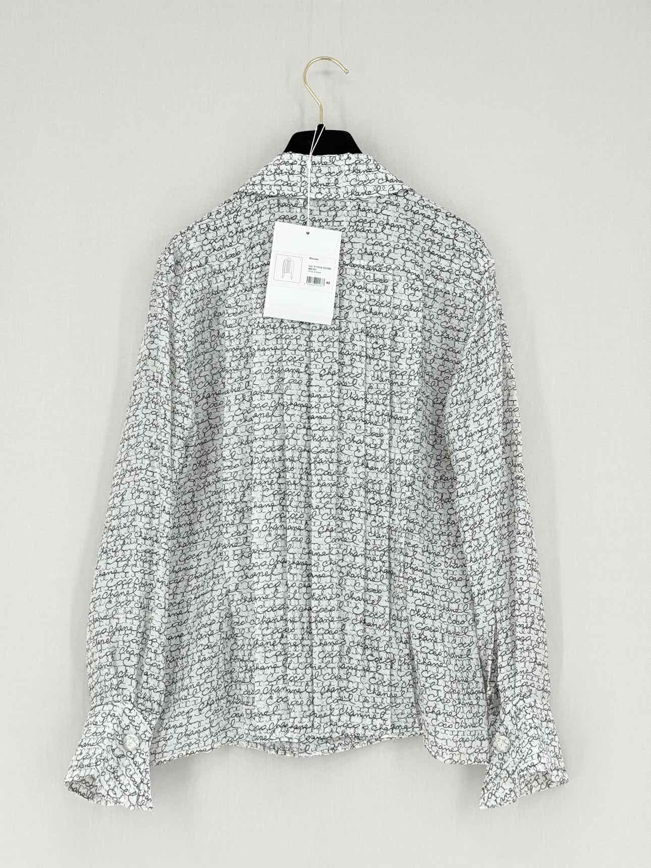 CHANEL Black & White Print Size US 8 Shirt