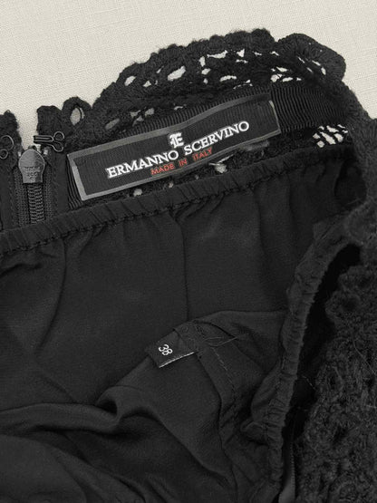 ERMANNO SCERVINO Black Lace Size US 2 Midi Skirt