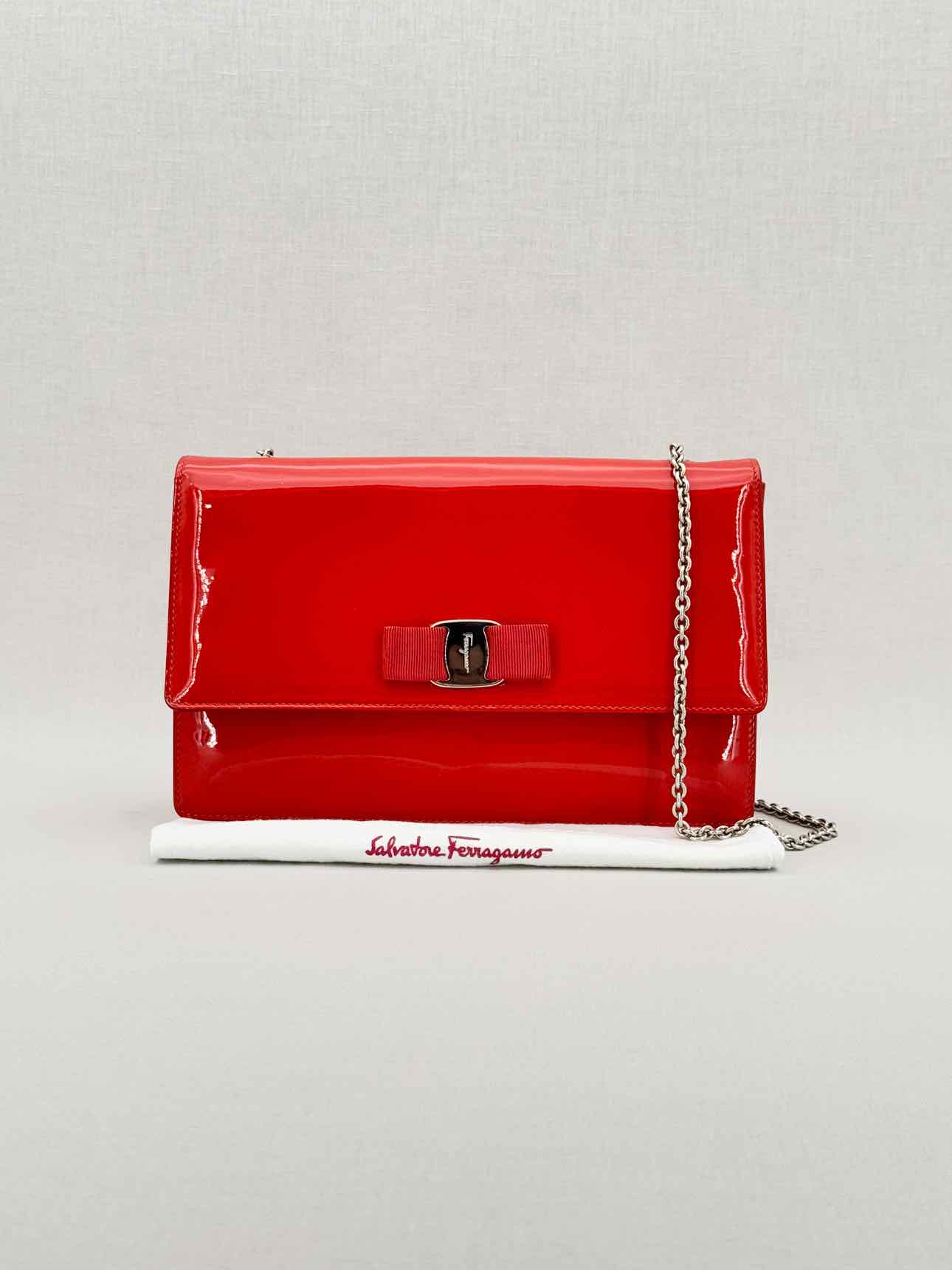SALVATORE FERRAGAMO Bow Red Shoulder Bag