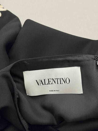 VALENTINO Black w/ Cream Eyelet Size US 0 Midi Dress