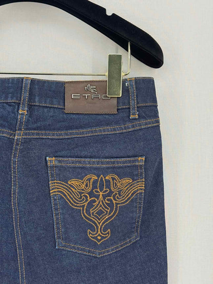 ETRO Dark Blue Size 27 Mini Skirt