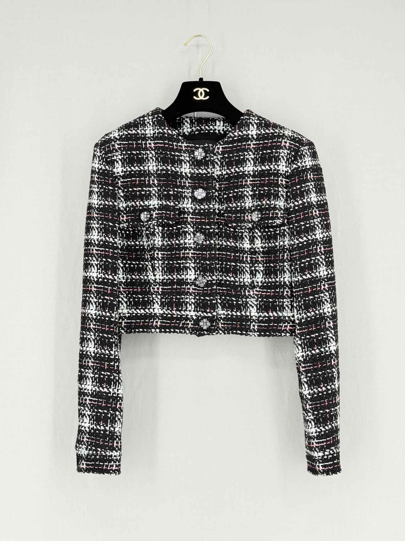 CHANEL Black Multicolor Tweed Size US 4 Jacket
