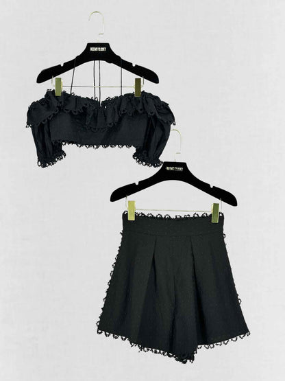ZIMMERMANN Alia Black Ruffled Size US 0 Outfit Set