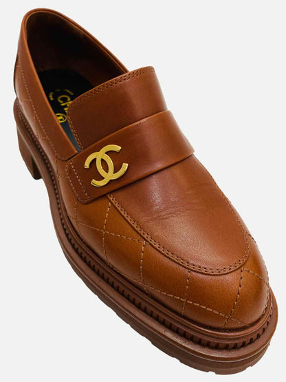 CHANEL Brown Quilted Size EU 37.5 Moccasins
