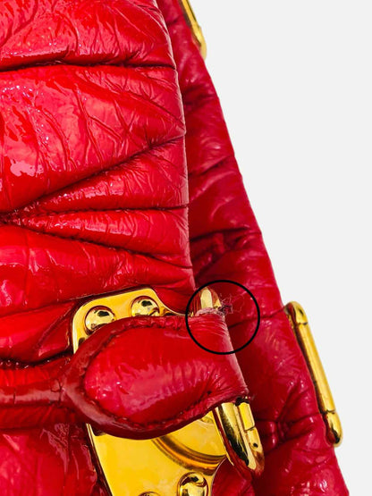 MIU MIU Shopping Red Matelasse Tote Bag