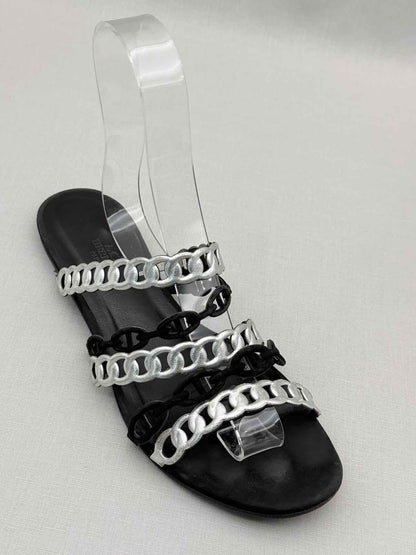 HERMES Black & Silver Size EU 39 Sandals
