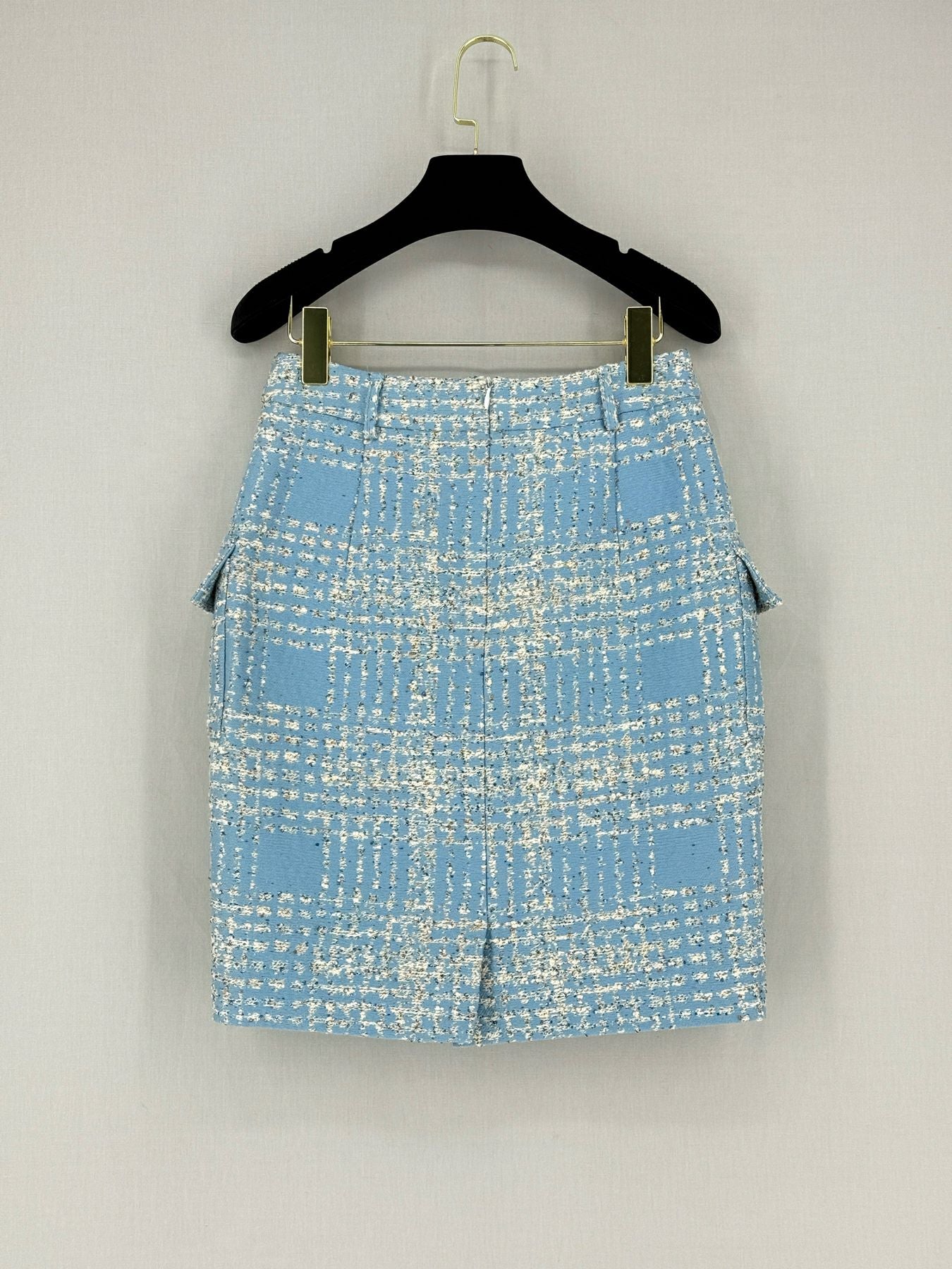 VIVIENEE HU Blue & White Size US 6 Knee Length Skirt