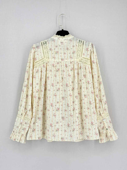 BA&SH Haby Peasant Beige Multicolor Size US 2 Blouse