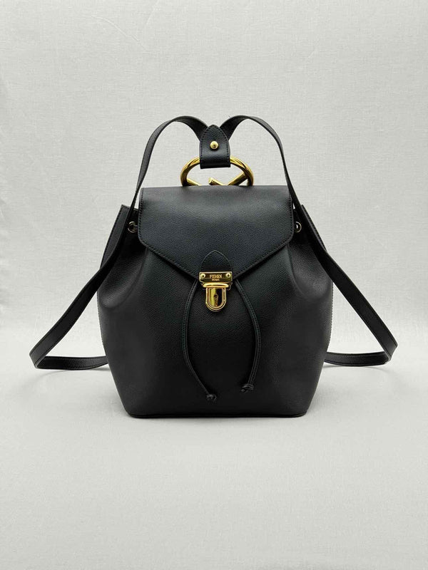 FENDI Black Drawstring Backpack