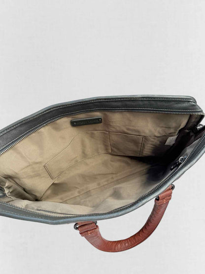 BOTTEGA VENETA Burgundy & Green Latticing Laptop Bag
