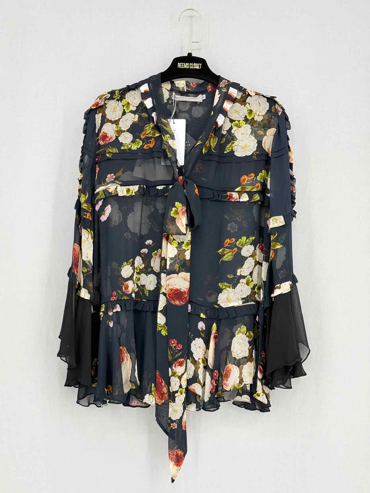 PREEN LINE Black Multicolor Floral Size Medium Blouse