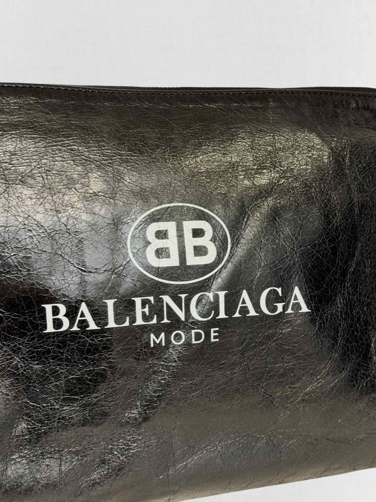 BALENCIAGA Black Logo Print Clutch