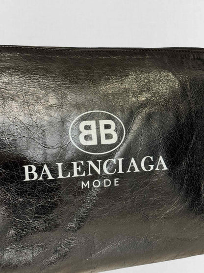 BALENCIAGA Black Logo Print Clutch
