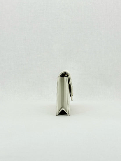 SAINT LAURENT Cassandre White Chevron Shoulder Bag