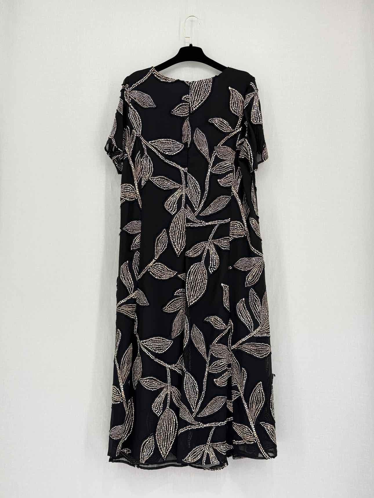 MARINA RINALDI Black Patch Size US 14 Midi Dress