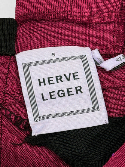 HERVE LEGER Black & Burgundy Size Small Short Dress