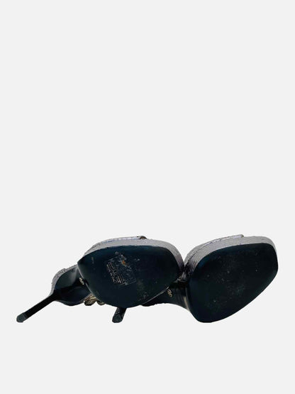 ROBERTO CAVALLI Metallic Grey Size EU 37 Heeled Sandals