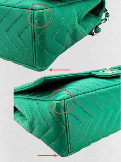 CHANEL Classic Green Chevron Shoulder Bag