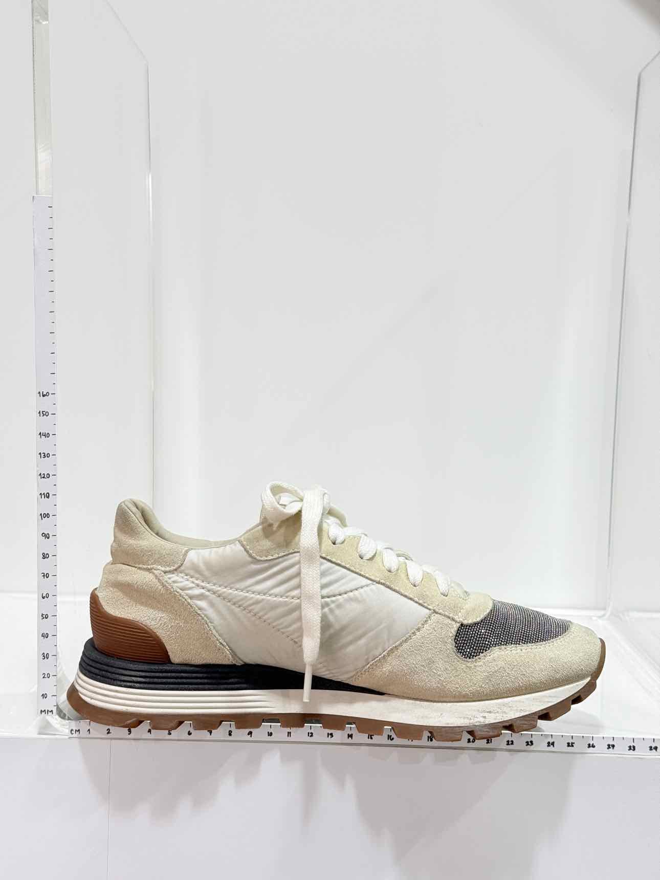 BRUNELLO CUCINELLI Cream & Grey Size EU 38.5 Sneakers