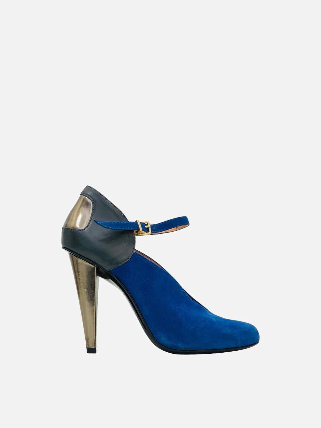 ROLAND MOURET Ankle Strap Blue & Black Pumps 37