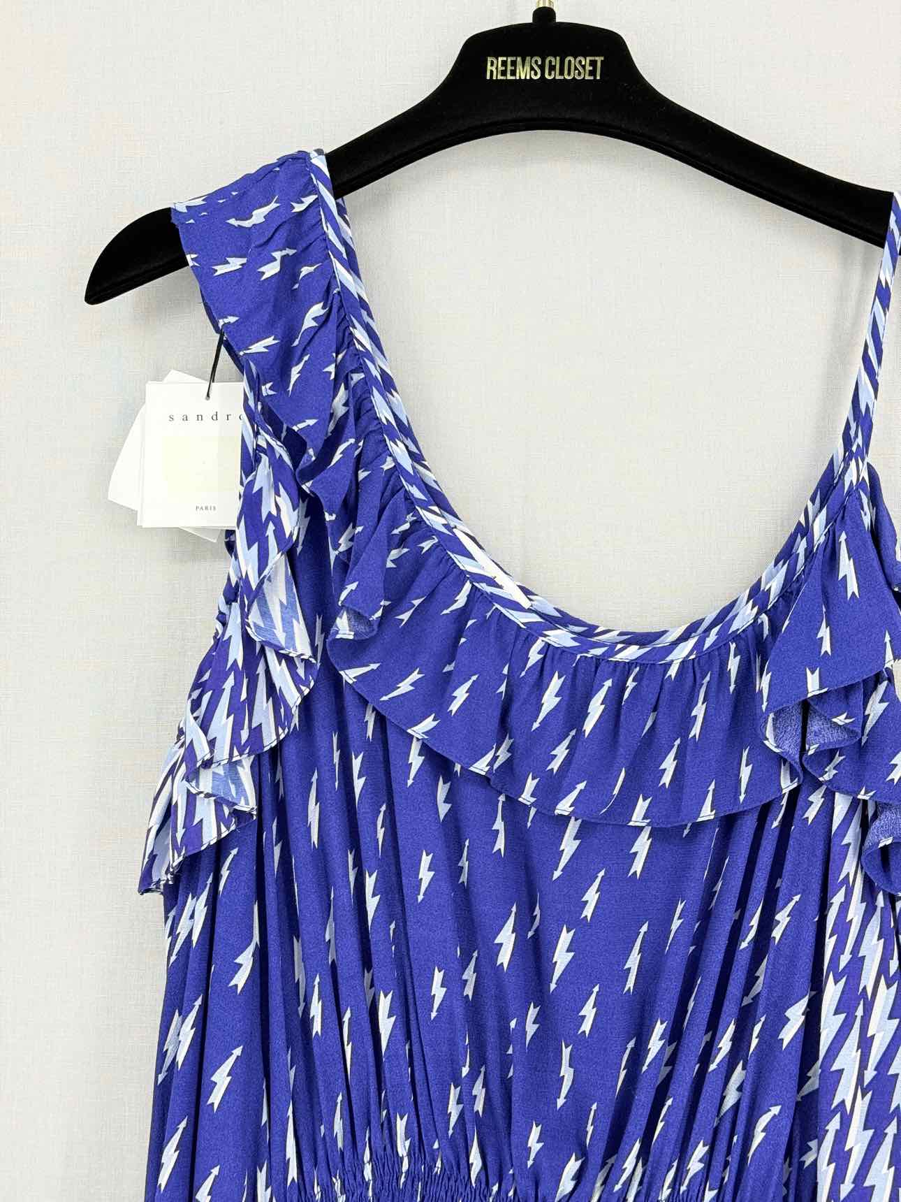 SANDRO Kemila Navy & White Size US 6 Midi Dress
