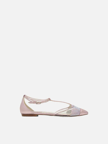 RENE CAOVILLA T-bar Metallic Pink Flats 36